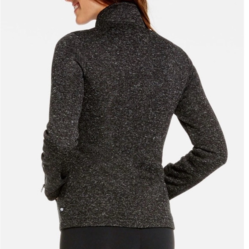 Fabletics KnitFit Moto Jacket Gray Asymmetrical zip athletic Athleisure Size M - Picture 3 of 12